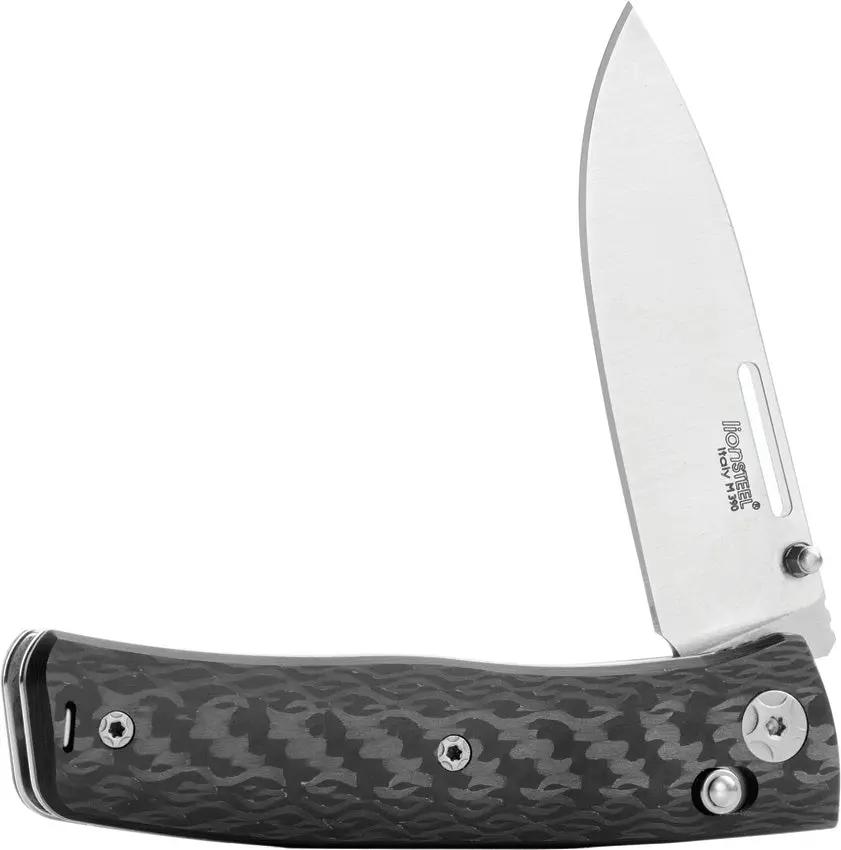 LionSteel Nini 1 Crossbar Lock Knife CF With M390 Satin Drop Point Blade Carbon Fiber Handle For EDC by LionSTEEL