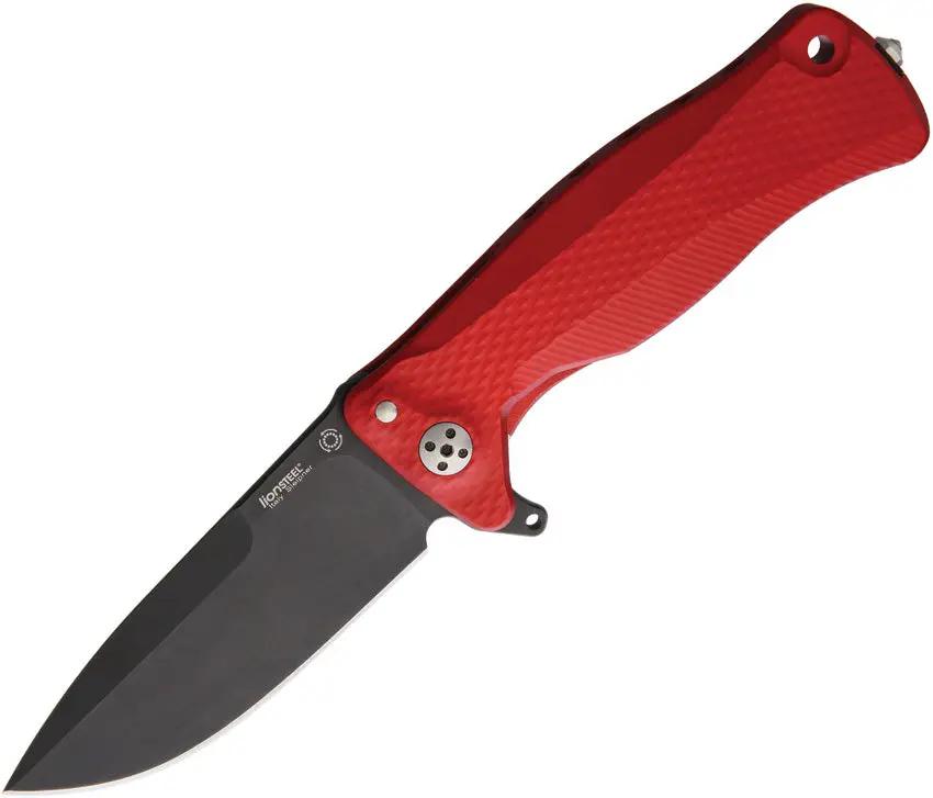 LionSTEEL SR11 Framelock Knife With Sleipner Blade Red Textured Handle Glass Breaker For EDC Enthusiasts by LionSTEEL