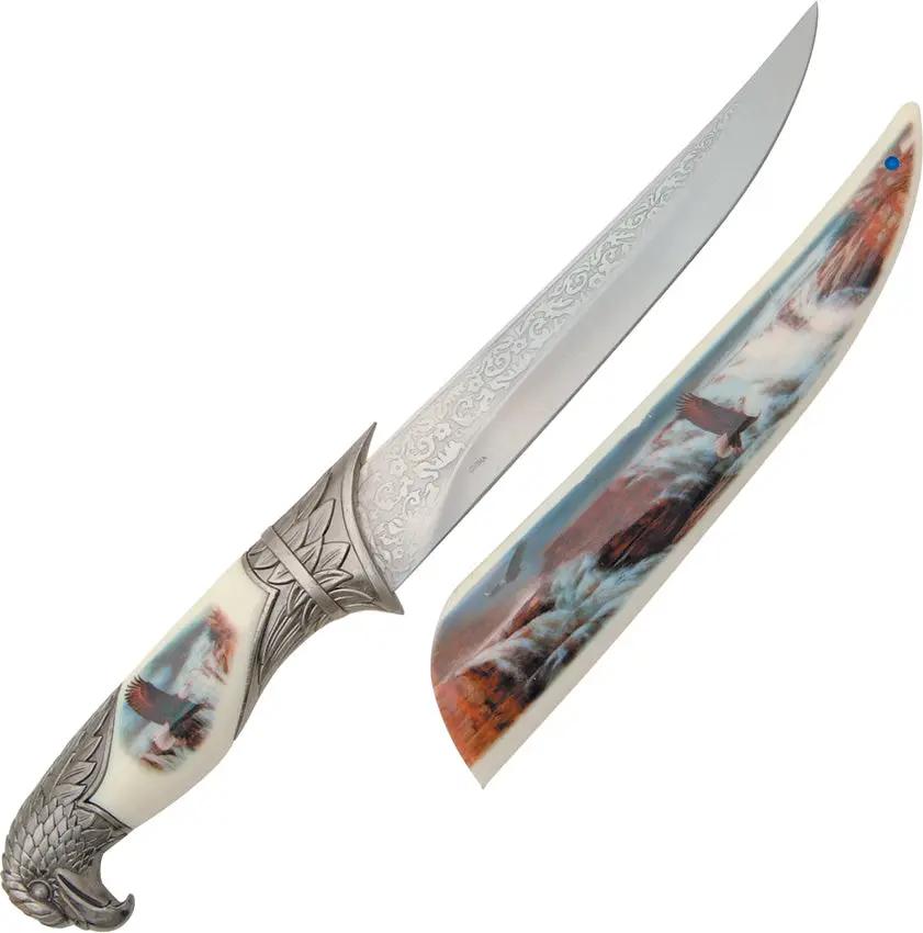 Miscellaneous Eagle Bowie KS-4850W2 - 13 Inch Overall, 7 7/8 Inch Stainless Blade, White Handle With Eagle Artwork by Miscellaneous