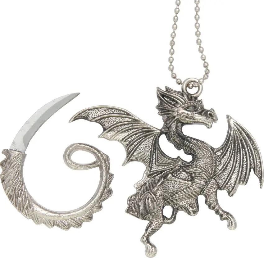 Miscellaneous Flying Dragon Neck Knife - Cast Metal Dragon Shape Revealing 1 3 8 Inch Blade by Miscellaneous