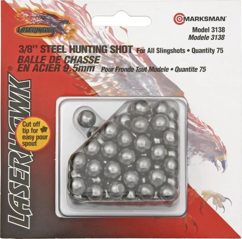 Marksman Hunting Shot 3138 - Three Eighths Inch Diameter Steel Ammunition 75 Count For Marksman Slingshots by Marksman