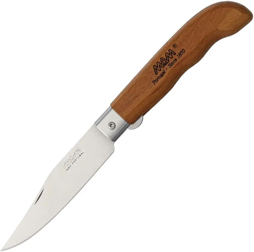MAM Sportive Linerlock 2046 Silver Ring - Beechwood Handle With Aluminum Ferrule And German Stainless Clip Blade by MAM