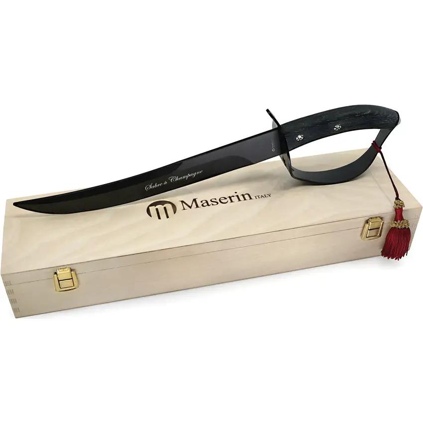 Maserin Sommelier Saber 200SC14N Premium Champagne Opener With Black Matte Blade And Grapevine D Guard For Hosts by Maserin