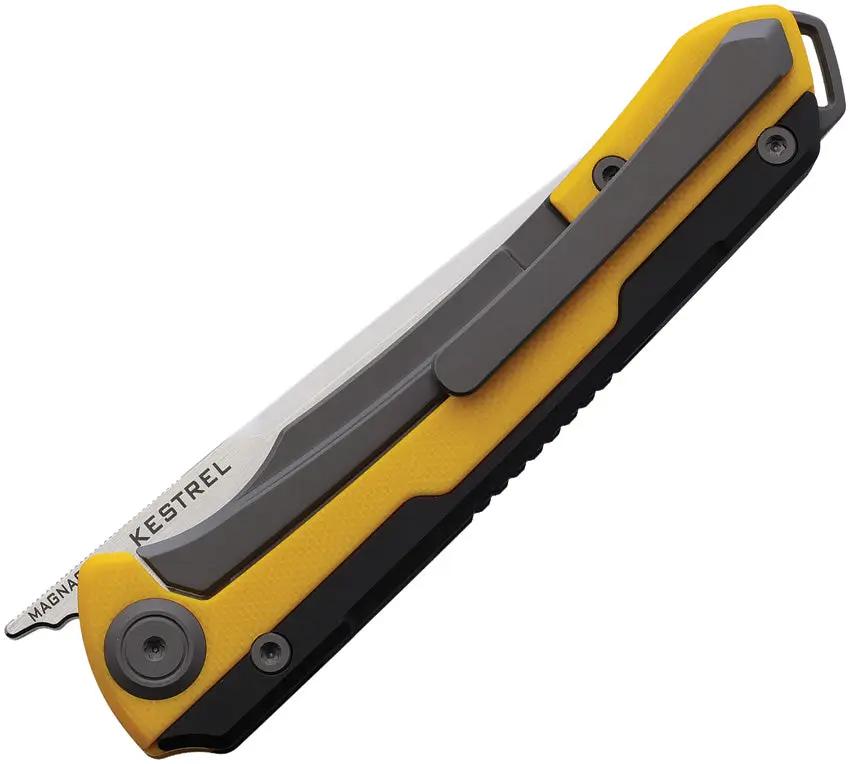 Maxace Kestrel Framelock - MagnaCut Blade With Bead Blast Satin Finish And Yellow G10 Handle by Maxace