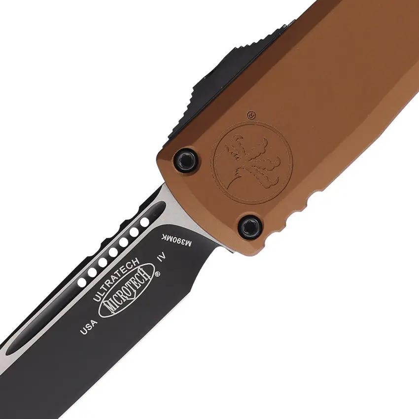 Microtech Auto Ultratech SE Gen IV OTF Knife for Tactical Pros with 3.5in Blade Bohler M390 and Brown Aluminum Handle by Microtech