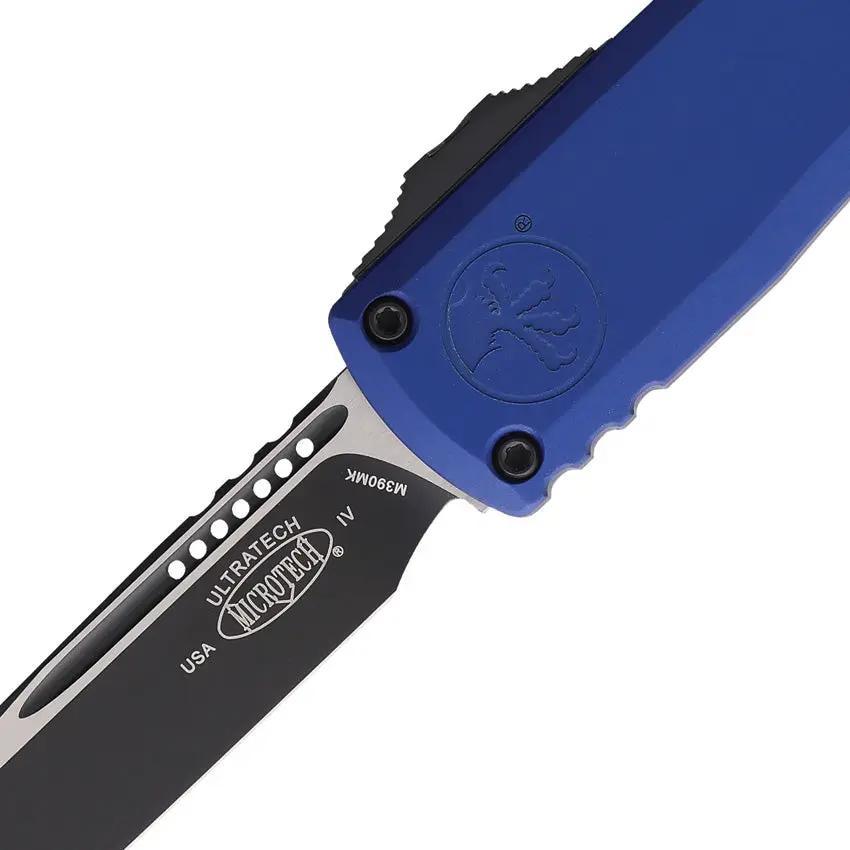 Microtech Ultratech Auto OTF Knife GenIV 3.5in Blade Bohler M390MK Navy Aluminum Handle Glass Breaker Lanyard Clip EDC by Microtech