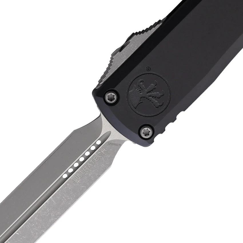Microtech Ultratech Auto OTF Knife Gen III ZBP Dagger Blade M390 Finish Black Aluminum Handle For EDC Enthusiasts by Microtech