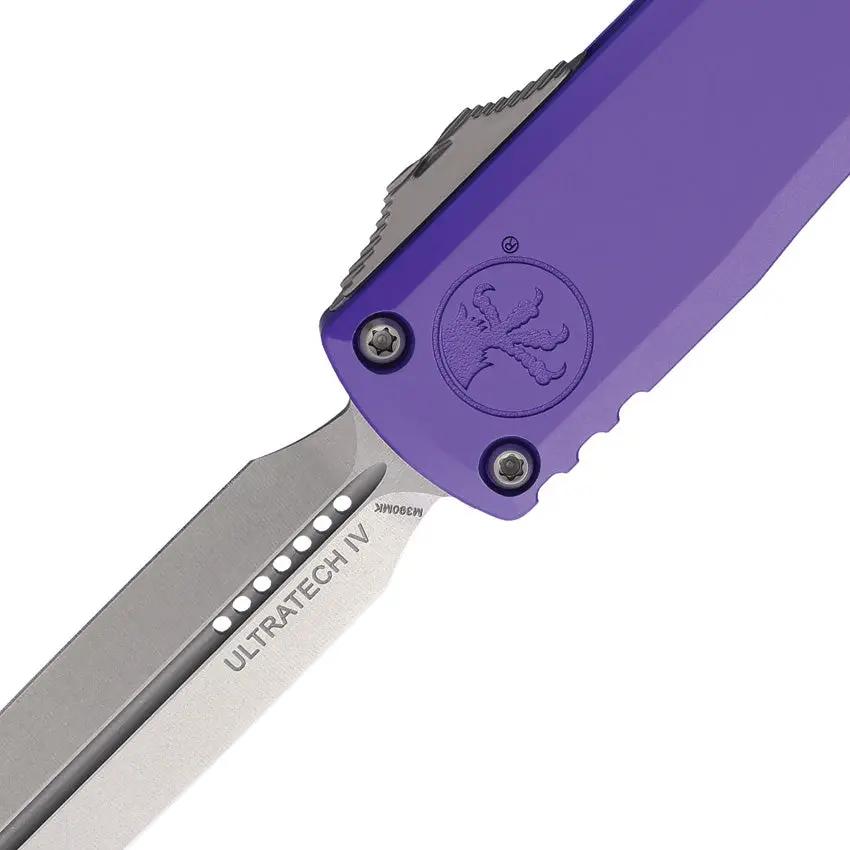 Microtech Auto Ultratech Gen IV OTF Knife For EDC, Purple Aluminum Handle, 5in Closed, 3.5in M390 Blade, Glass Breaker by Microtech