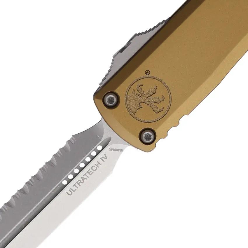 Microtech Ultratech Gen IV Auto OTF Knife Tan M390 Serrated Blade Glass Breaker For Tactical Enthusiasts by Microtech
