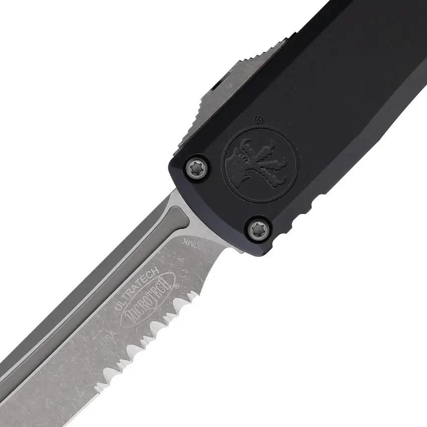 Microtech Ultratech Gen III ZBP Auto Knife with M390 Blade Partial Serration Black Aluminum Handle EDC Ready by Microtech