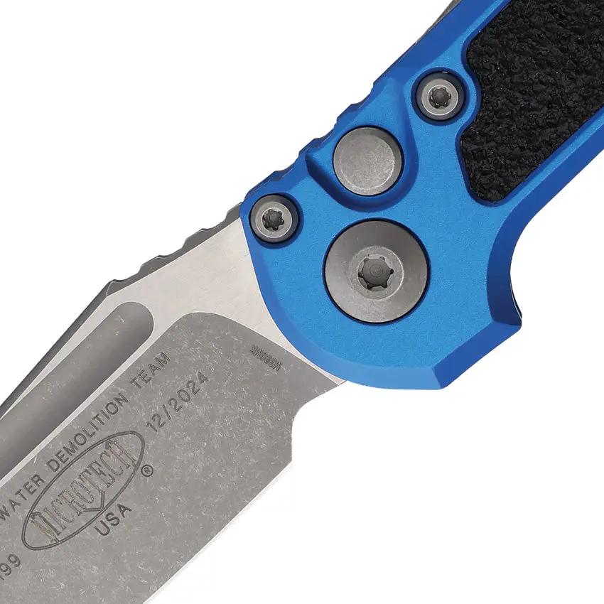 Microtech Auto LUDT Gen III Button Lock Knife Premium Automatic Opening For EDC Blue Aluminum M390 Blade by Microtech