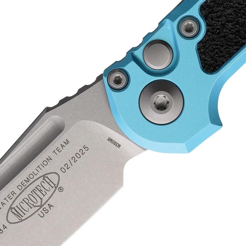 Microtech Auto LUDT Gen III Button Lock Knife Automatic Opening For Tactical Pros Turquoise Aluminum Handle M390MK by Microtech