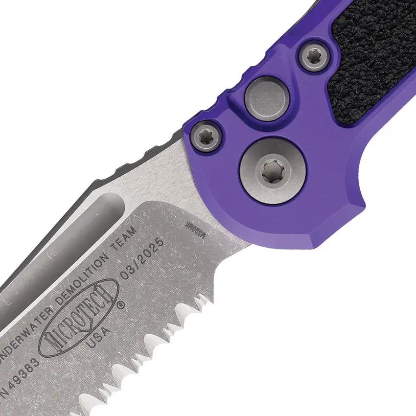 Microtech Auto LUDT Gen III 3.5in M390MK Serrated Tanto Automatic Knife With Purple Aluminum Handle For EDC Enthusiasts by Microtech