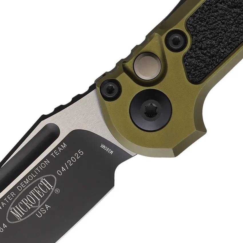 Microtech Auto LUDT Gen III Button Lock Knife With Auto Opening Bohler M390MK Blade OD Green Aluminum Handle For EDC by Microtech