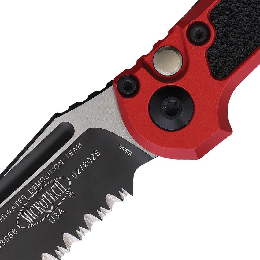 Microtech Auto LUDT Button Lock Gen III Knife For EDC Enthusiasts Red Aluminum Handle 4.5in Closed 3.5in M390 Tanto by Microtech