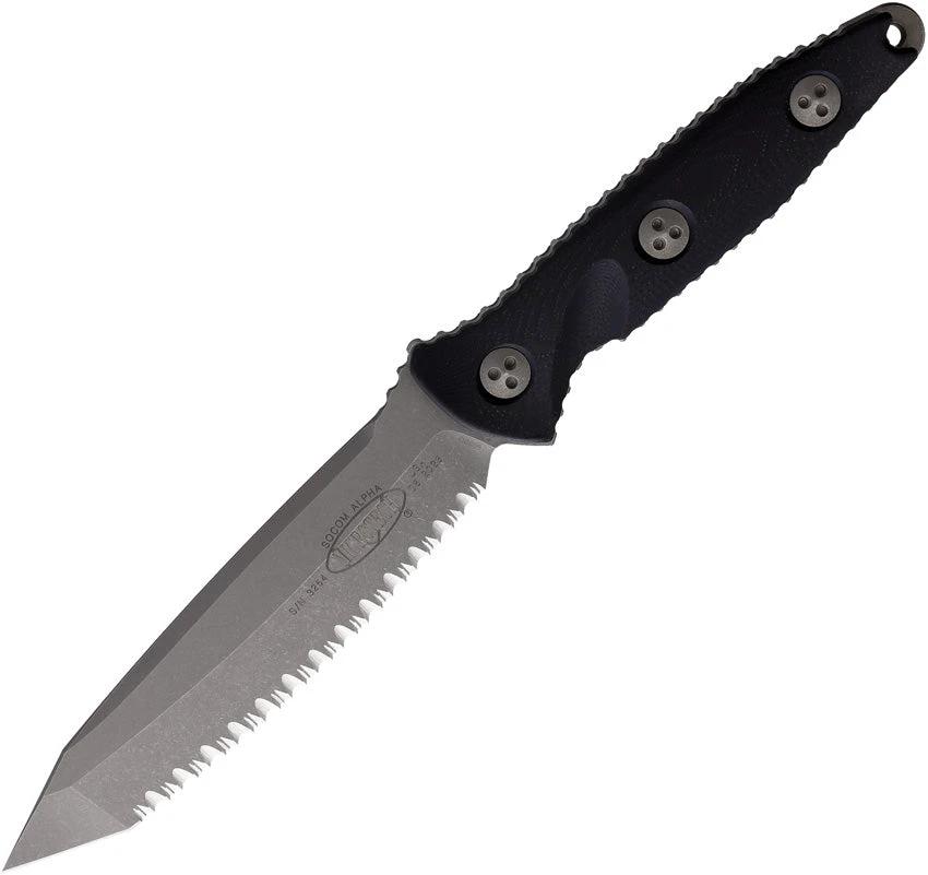 Microtech Socom Alpha TE AP FS Serrated M390 Knife For Tactical Enthusiasts Ten Point Five Inch Overall Length by Microtech