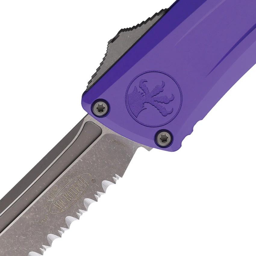 Microtech Automatic Opening Troodon Gen III Knife 1144 12APPU Apocalyptic M390 Tanto Purple Aluminum Handle Tactical by Microtech