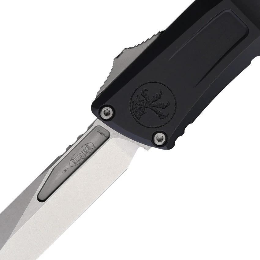 Microtech Auto Combat Troodon Gen III Knife Automatic Opening 4 Inch Bowie Blade Black Aluminum For Tactical EDC Pros by Microtech