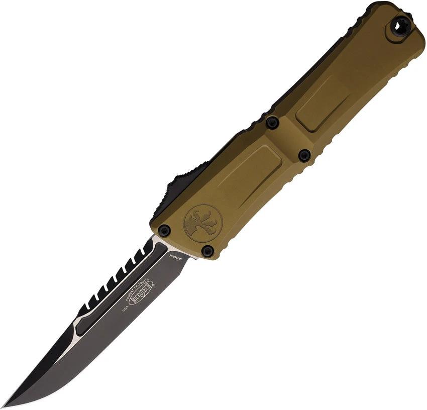 Microtech Auto Knife Troodon Intercepto With Automatic Opening 4in M390 Blade OD Green Handle EDC Pros