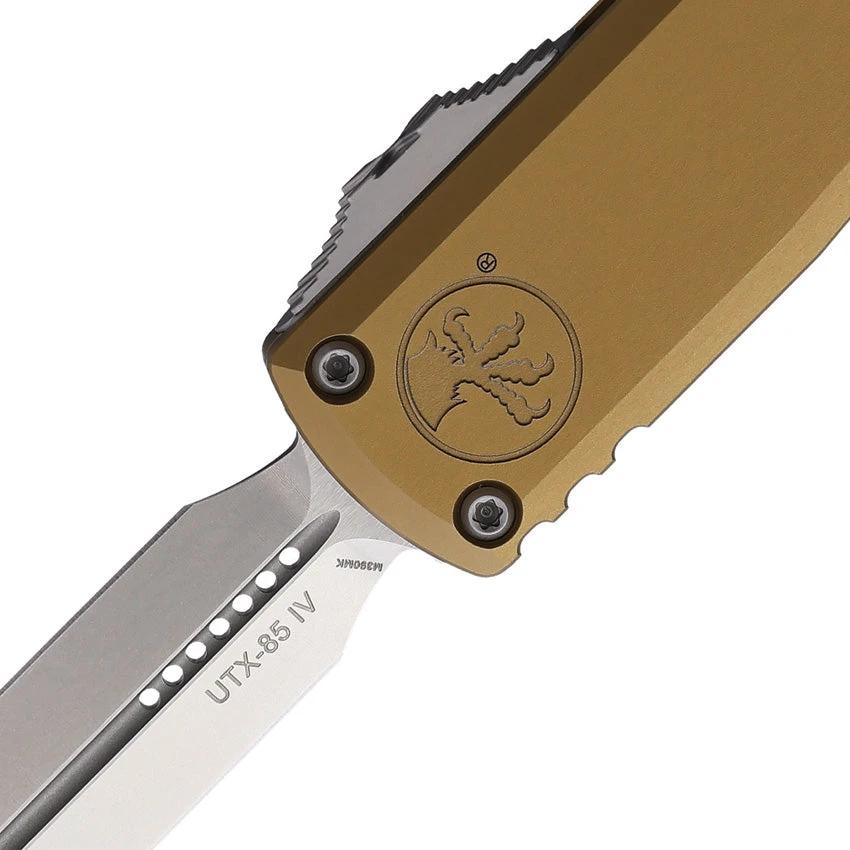 Microtech Auto UTX 85 OTF Knife Gen IV M390 Blade Glass Breaker Tan Aluminum Handle For Tactical EDC by Microtech