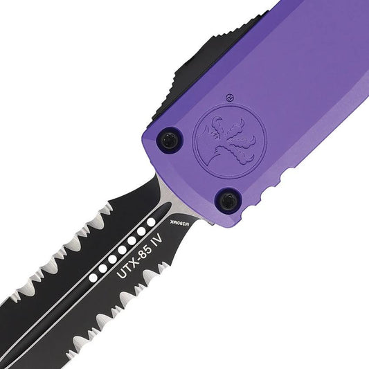 Microtech UTX85 Auto OTF Knife For Tactical EDC Enthusiasts Gen IV Purple Aluminum Handle M390 Blade Glass Breaker by Microtech