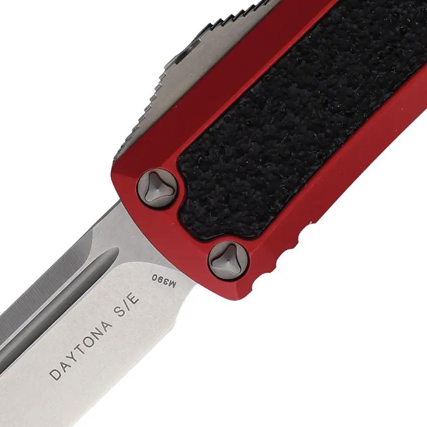 Microtech Auto Daytona SE OTF Knife Red Aluminum Handle Glass Breaker Pocket Clip For Tactical Enthusiasts by Microtech