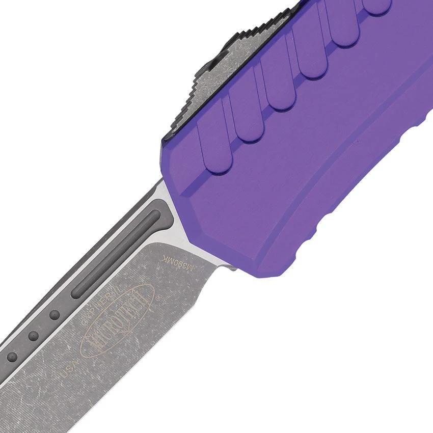 Microtech Auto Cypher II OTF Knife Purple Aluminum Handle Premium M390MK Blade for Tactical Enthusiasts by Microtech