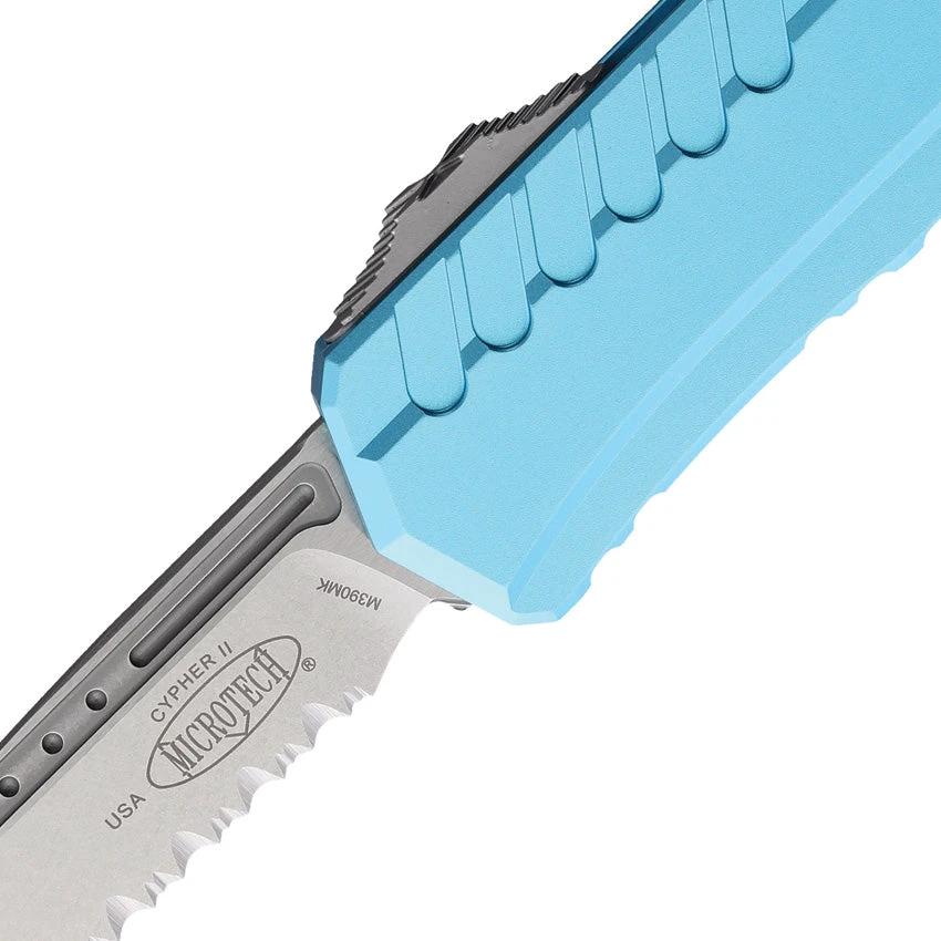 Microtech Auto Cypher II OTF Knife Turquoise Aluminum Handle 3.5in Wharncliffe Blade For Elite EDC Enthusiasts by Microtech