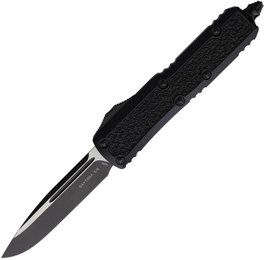 Microtech Auto Daytona OTF Tactical Knife Automatic Opening Elite Blade 2Tone Black Aluminum Handle For Enthusiasts