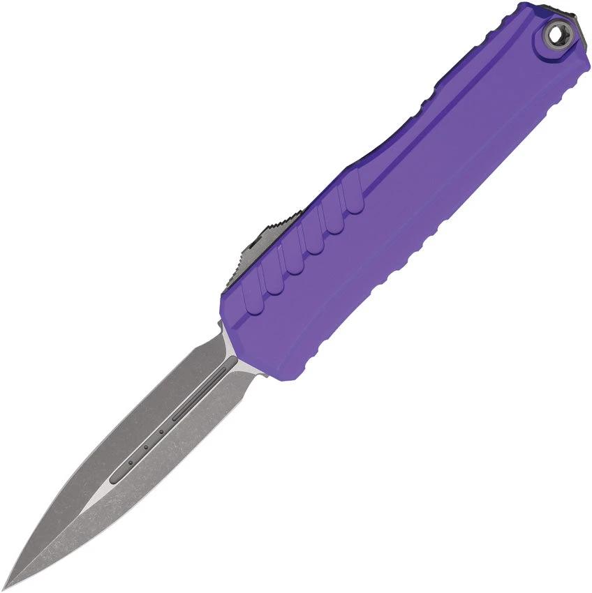 Microtech Auto Cypher II DE OTF Automatic Knife For Tactical EDC Enthusiasts Purple Aluminum Handle