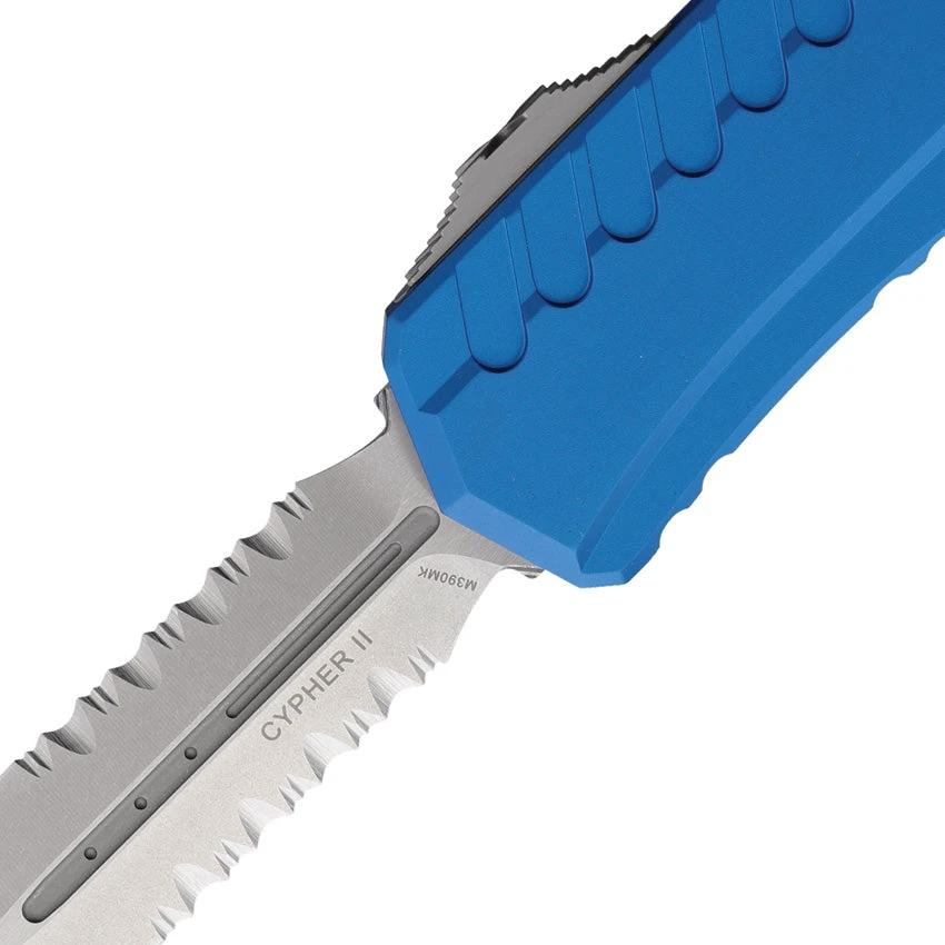Microtech Auto Cypher II D E Blue Aluminum Handle 1242-11BL Automatic Opening Dagger Knife For EDC Enthusiasts M390MK by Microtech