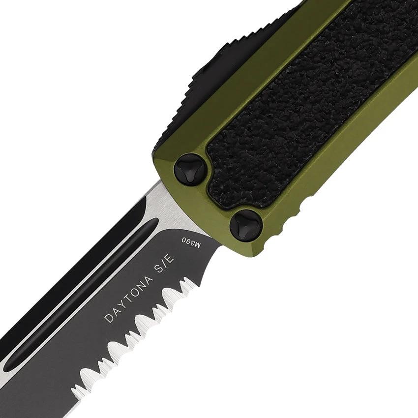 Microtech Auto Daytona OTF Knife Two Tone Blade Partially Serrated For Collectors Glass Breaker Pocket Clip by Microtech