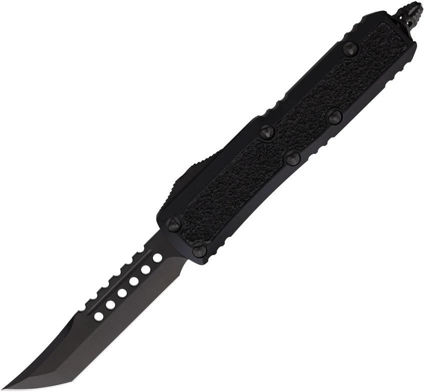 Microtech Auto Daytona Hellhound OTF Knife 3 Inch Blade Black DLC Glass Breaker Tactical EDC Enthusiasts