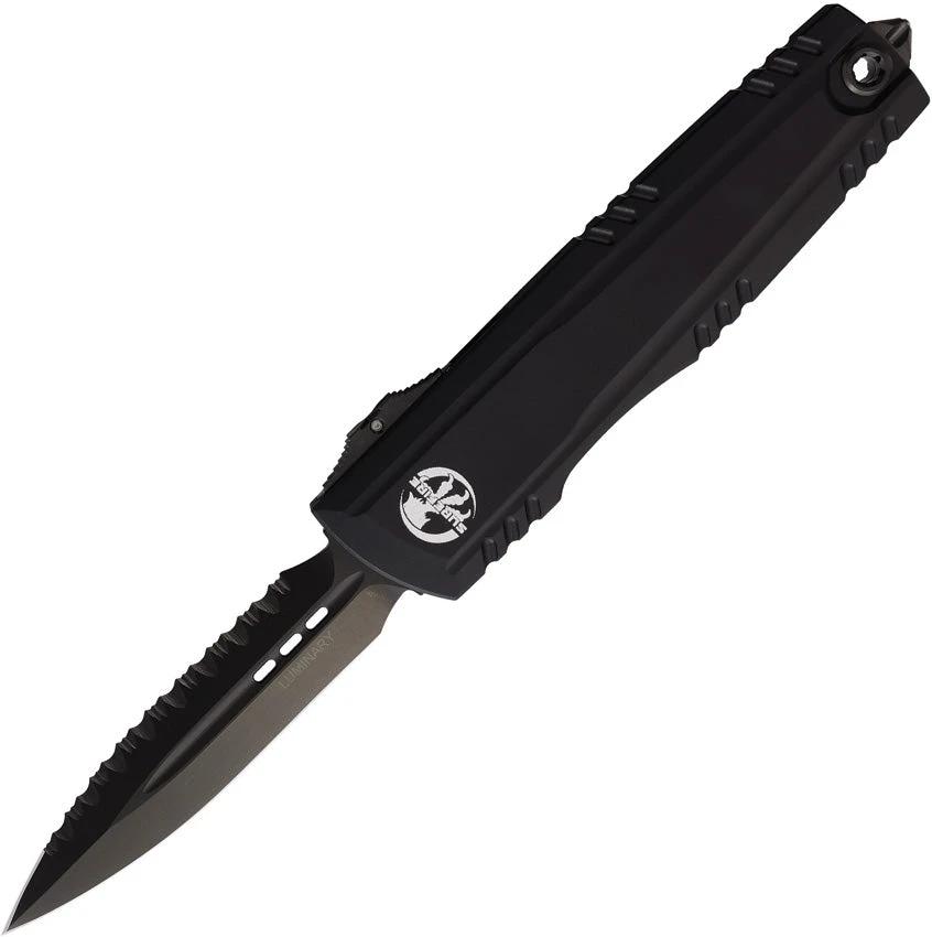 Microtech Auto Luminary DE FS DLC For EDC Enthusiasts Automatic Opening 3.5 Inch Serrated M390MK Blade Tritium Button
