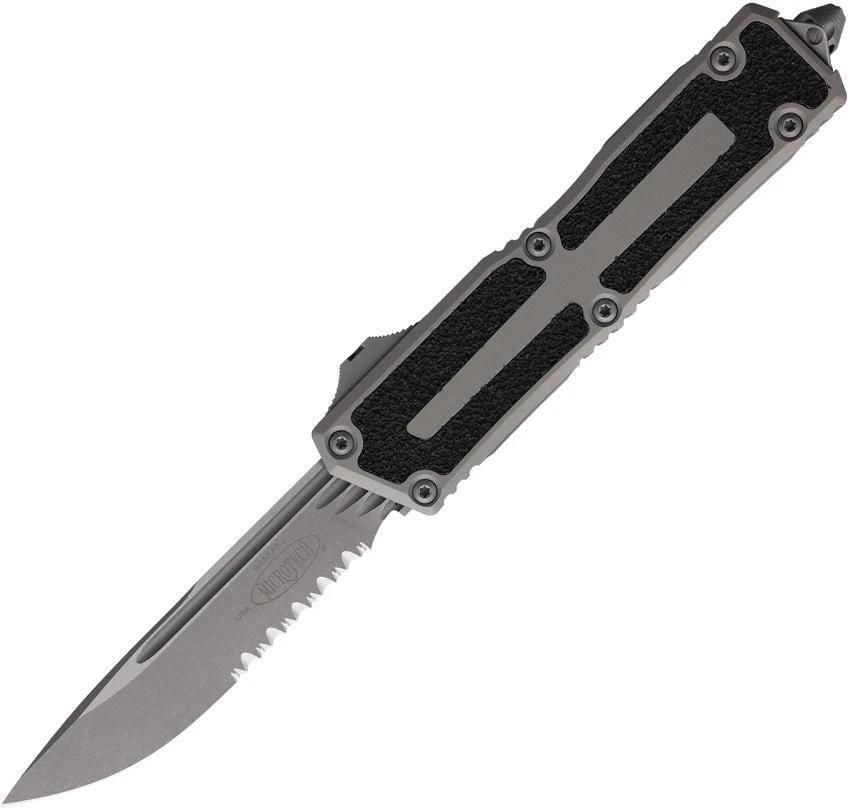 Microtech Scarab II OTF Auto Knife With Automatic Opening Glass Breaker 3.9 Inch Serrated Blade Tactical EDC