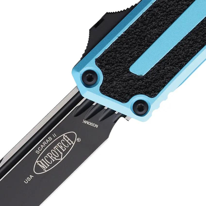 Microtech Scarab II OTF Automatic Knife For EDC Enthusiasts Turquoise Handle Premium Glass Breaker by Microtech