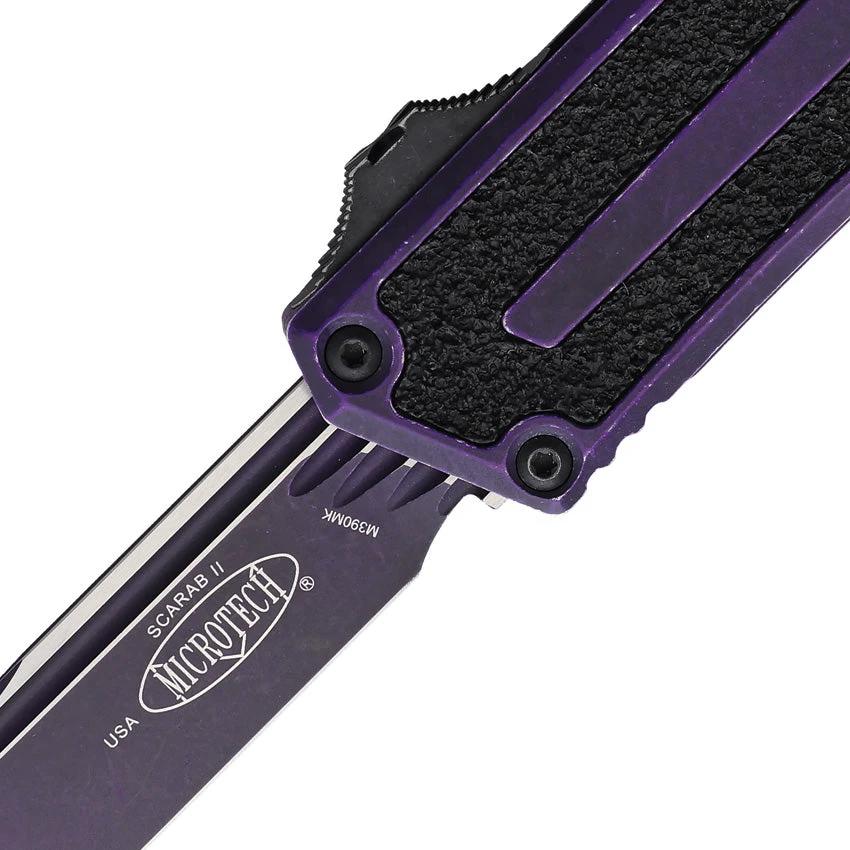 Microtech Scarab II Auto OTF Knife Automatic Opening 1278 1WPU Purple Stonewash M390 Glass Breaker For EDC Enthusiasts by Microtech
