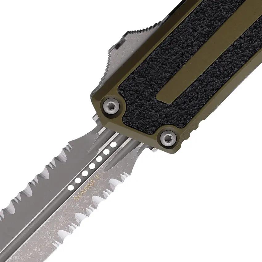 Microtech Scarab II Auto OTF Knife Gen III Apocalyptic Partially Serrated Dagger Blade Glass Breaker For EDC by Microtech