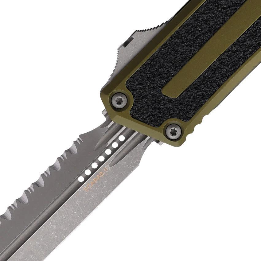 Microtech Auto Scarab II OTF DE Gen III 1280-12APOD Tactical Knife With Apocalyptic Serrated Blade For Collectors by Microtech