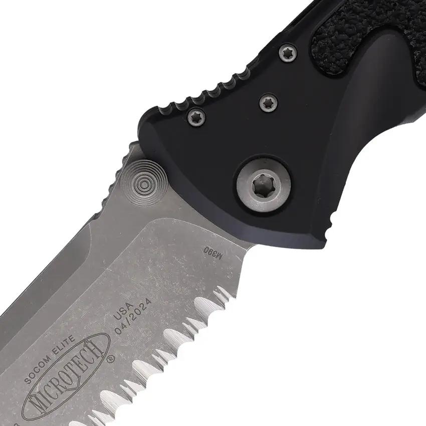 Microtech Socom Elite Linerlock Knife With Partially Serrated Premium Blade ApPS Finish For Tactical Enthusiasts by Microtech