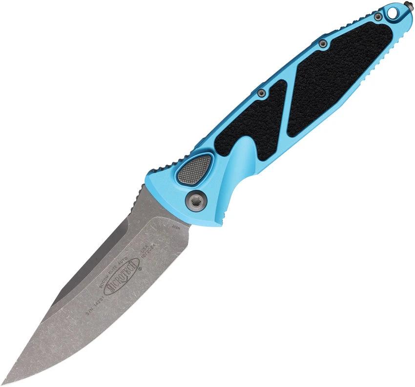 Microtech Auto Socom Elite Button Lock Tactical Knife Opening Premium Steel Blade Turquoise Aluminum Handle