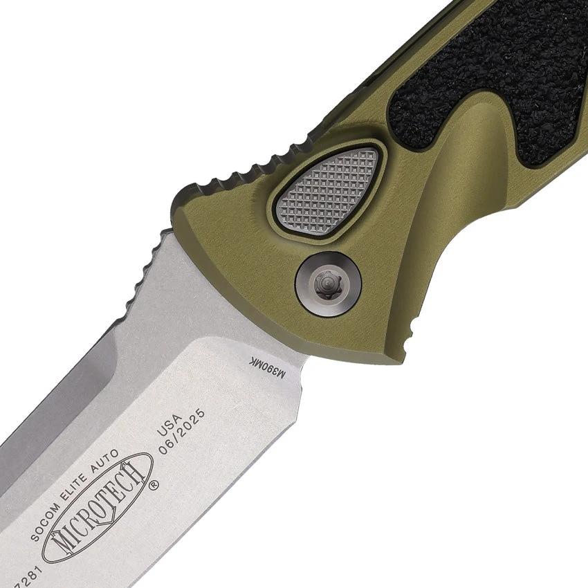 Microtech Auto Socom Elite Buttonlock Knife With Automatic Opening OD Green Aluminum Handle Tactical EDC Enthusiasts by Microtech
