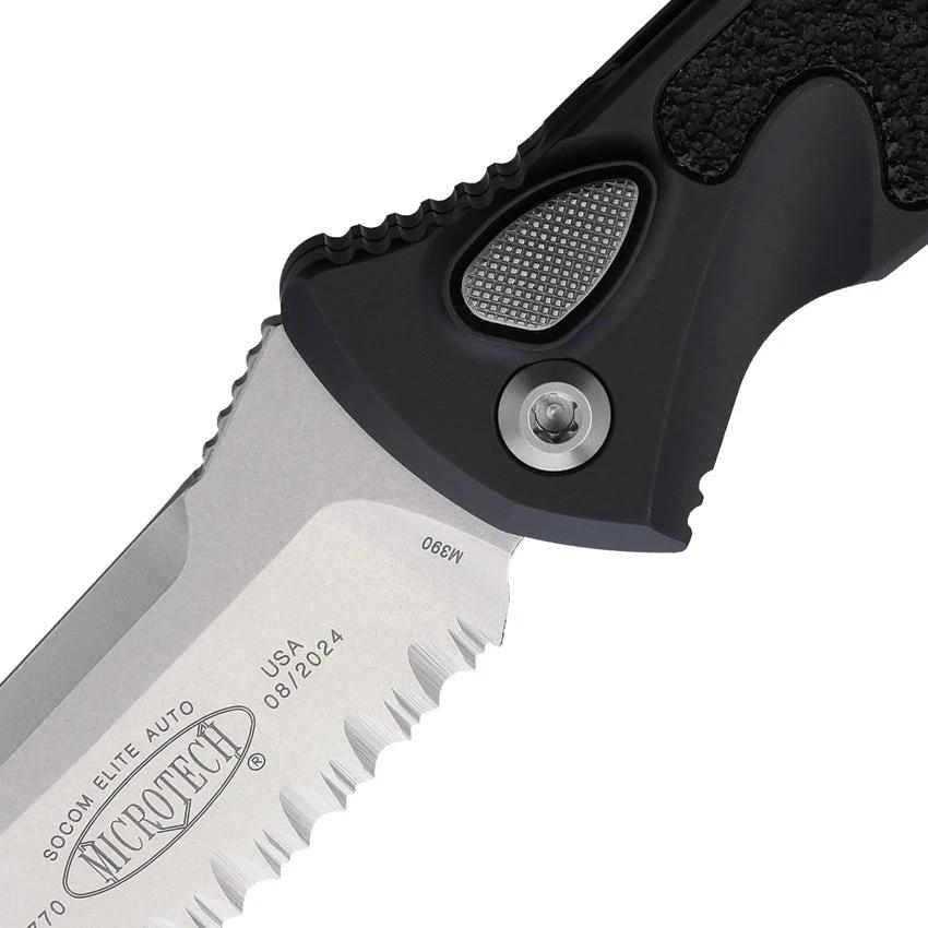 Microtech Auto Socom Elite Buttonlock Knife 160A-11 Automatic EDC With 5.13in Closed 4in Stonewashed Serrated Blade by Microtech