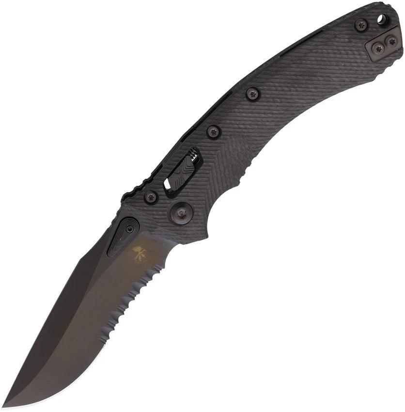 Microtech Amphibian Ram-Lok DLC Carbon Fiber Handle EDC Knife 4 Inch M390MK Blade For Tactical Enthusiasts