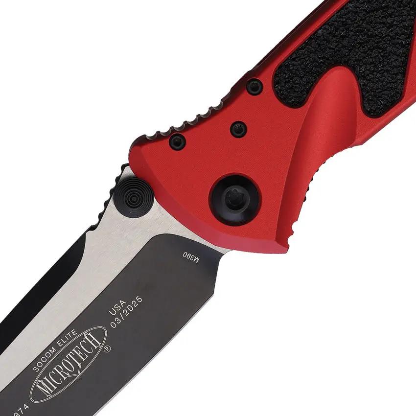 Microtech Socom Elite TE Linerlock Red Aluminum Handle Premium Two Tone M390 Tanto For EDC Enthusiasts by Microtech