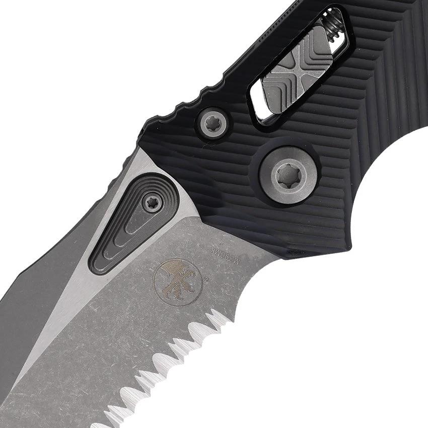 Microtech Amphibian Serrated Edge Ram-Lok Black 137RL-11APFL Tactical EDC Knife For Collectors by Microtech