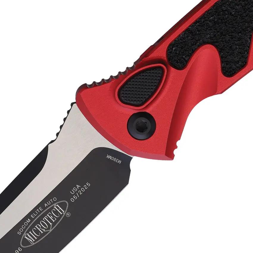 Microtech Auto Socom Elite Buttonlock Knife Automatic Opening 161A1RD Red Aluminum Handle Glass Breaker For EDC Fans by Microtech