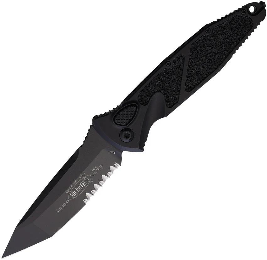 Microtech Auto Socom Elite Button Lock Automatic Knife 4 Inch Tanto M390 Glass Breaker For Tactical Pros
