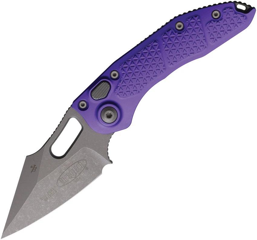Microtech Auto Stitch S E Button Lock Knife Automatic Opening Purple Aluminum Handle Wharncliffe Blade For Tactical EDC