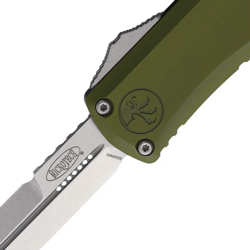 Microtech Auto Hera II Mini OTF Knife For EDC Olive Drab Green Aluminum Handle Glass Breaker 3 Inch Blade 4 Inch Closed by Microtech